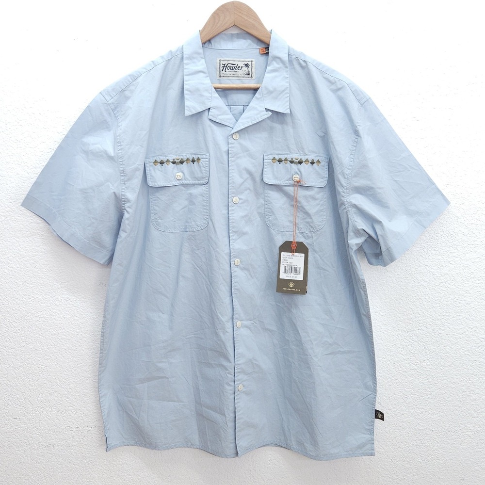 NWT Howler Bros Shores Club Shirt Niagara Mens Blue Button Up Short Sleeve XL